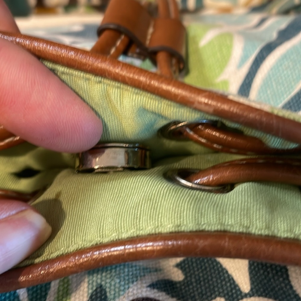 Croft & Barrow Canvas & Leather Floral Cinch tie Shoulder Bag - Picture 5 of 8